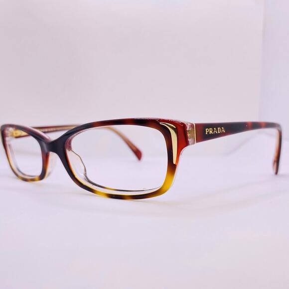 Prada Eyeglasses Frames VPR 12O FAK-1O1 51 [] 17 135 MM Maroon Havana Gold Women